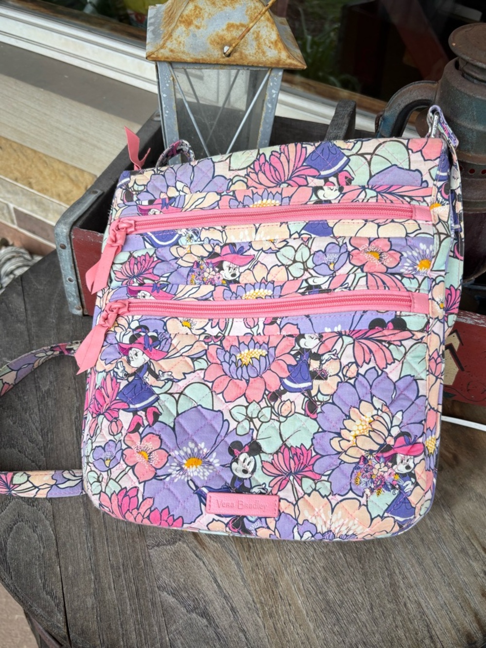 Vera Bradley x Disney Triple Zip Hipster Crossbody‎ Bag Minnie’s Garden Party